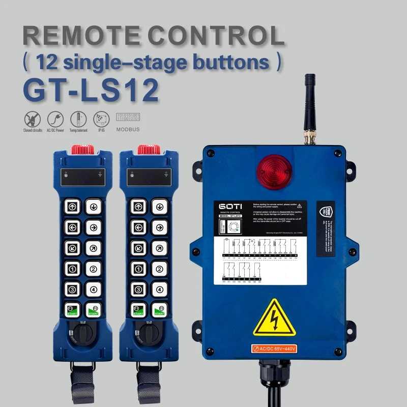 GT-LS12 Industrial Wireless Crane Hoist Remote Control Switch ONE Speed 12 Channel Replace UTING F24-12S TELEcontrol