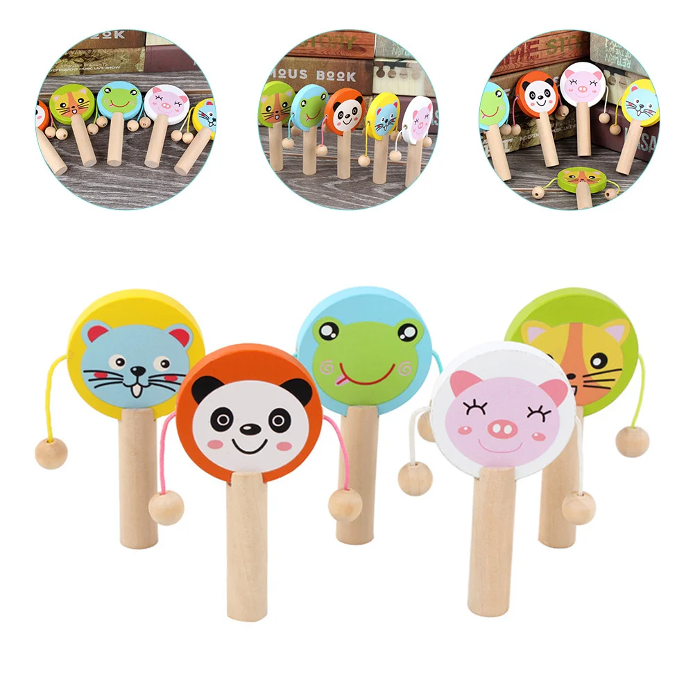 5 قطعة خشخيشة خشبية الكرتون تصميم المحمولة الطفل تهز أداة العملي على القدرة زراعة اللعب التفاعلي هدية