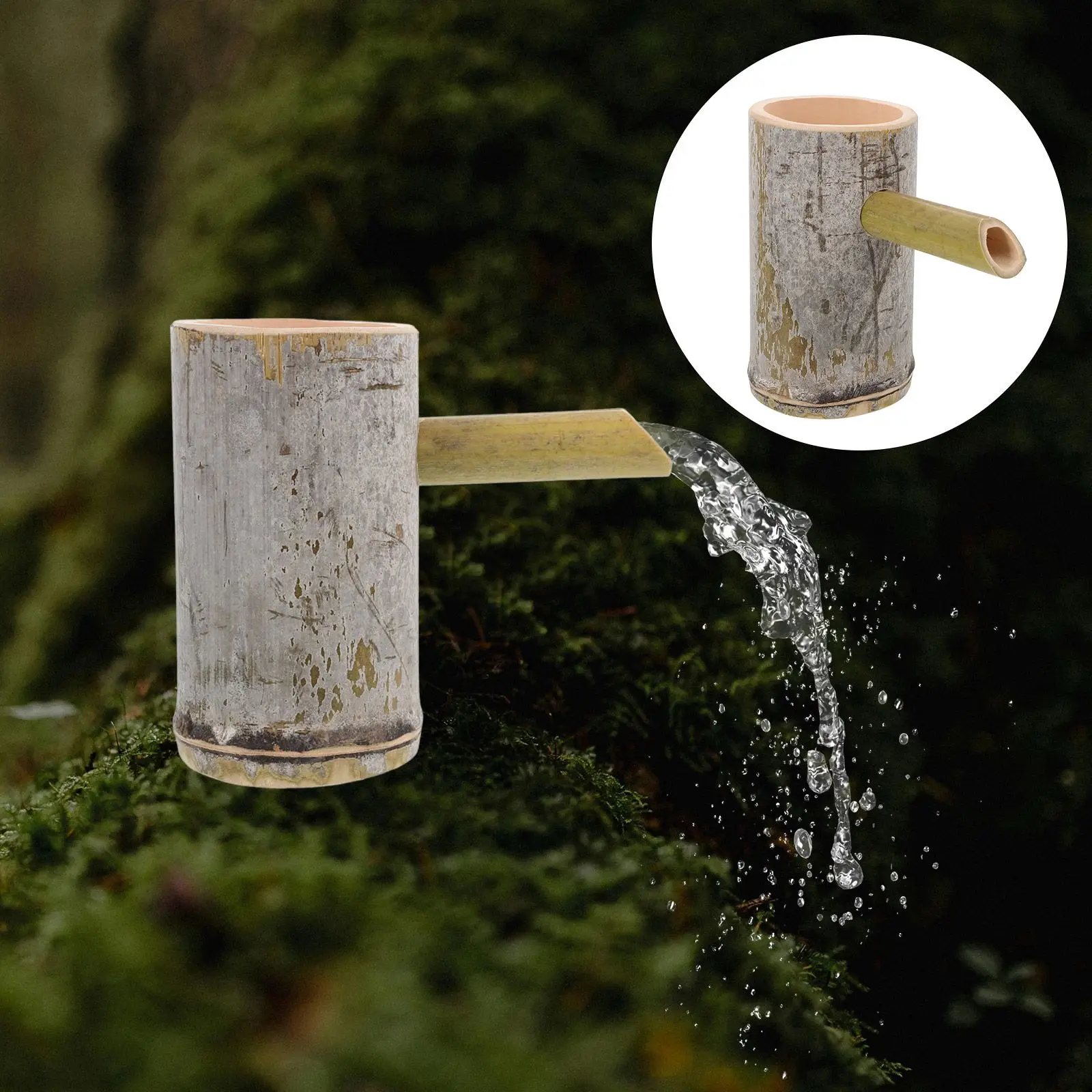 Decorazione in tubo di bambù Acquario Fontana d'acqua Rilassamento interno Fontane di bambù Beccuccio da patio Acquario da giardino Decor Lungo