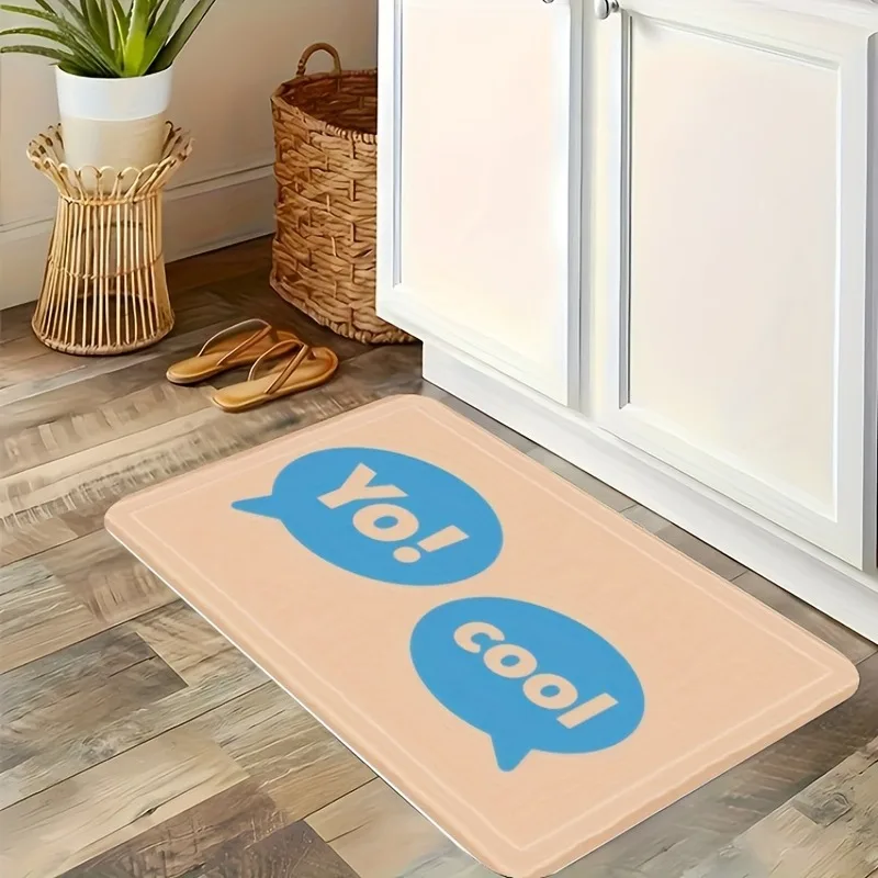 

1PC Yo! cool Pattern Kitchen Rug Non-Slip Door Mat Pop design Bathroom Rug Bath Mat Carpet for Home Sink Laundry Decoreeree