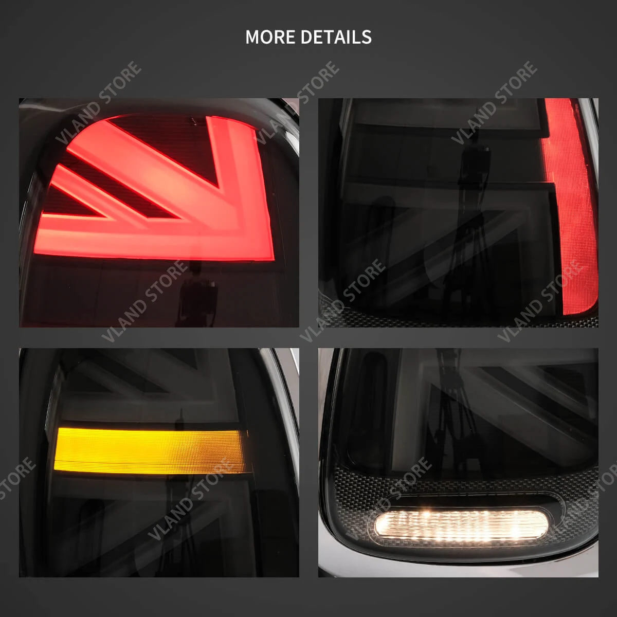 VLAND Full LED Taillights for 2014–2019 Mini Cooper F55 F56 F57, Sequential Turn Signal Rear Lamp Assembly Upgrade