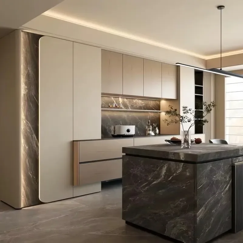Custom Solid Wood Side Cabinet with Slow Closing Drawers and Wine Rack Storage for Modern Restaurant Home