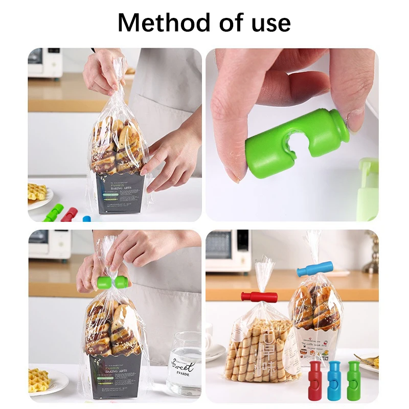 3/6/12PCS Bread And Snack Bag Clips Home Use Press Type Food Bag Squeeze Clips Sealing Tool