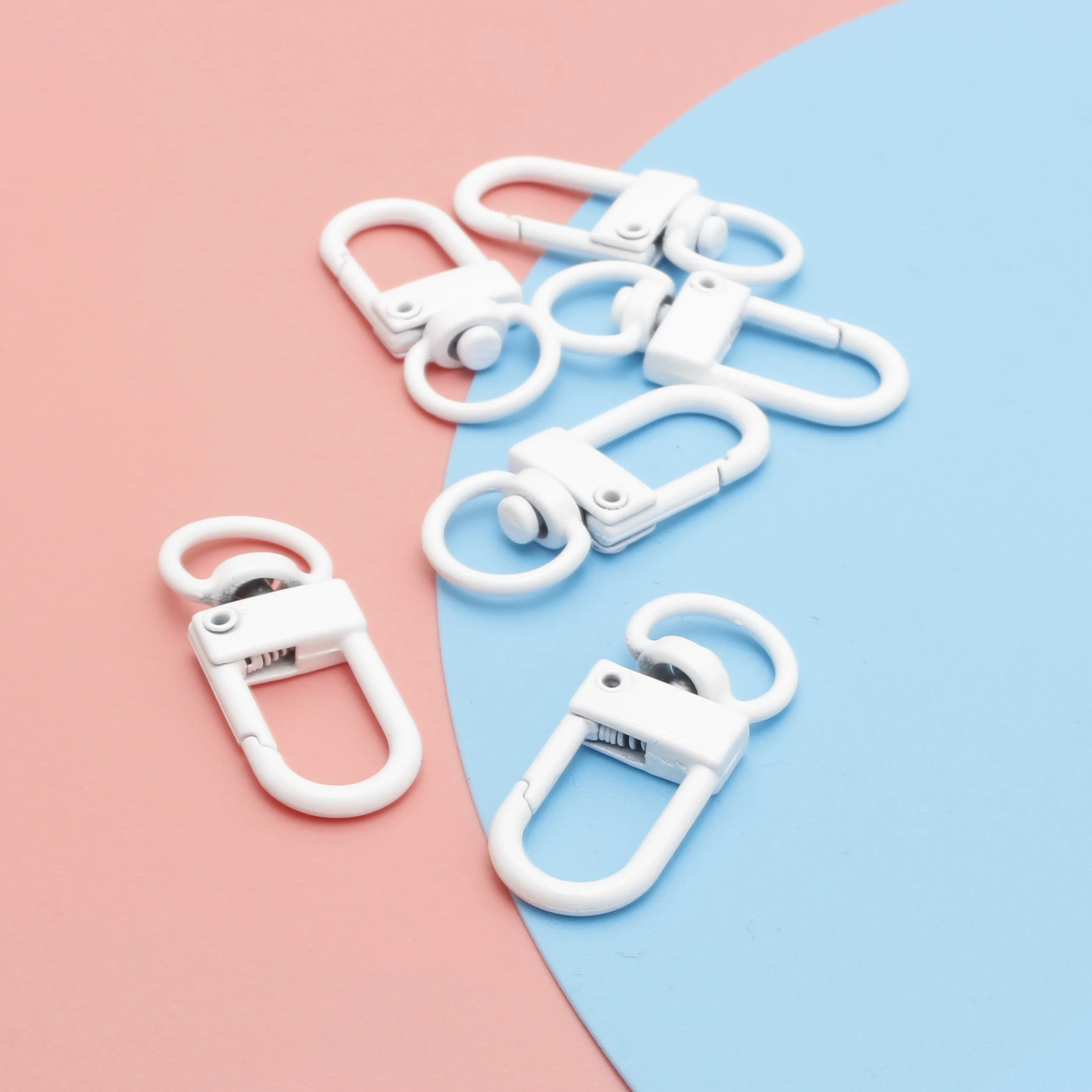 

50pcs white Metal Swivel Keychain Accessories Lobster Clasp Hooks Keyring Key Ring Key Chain Findings For DIY Jewelry Making