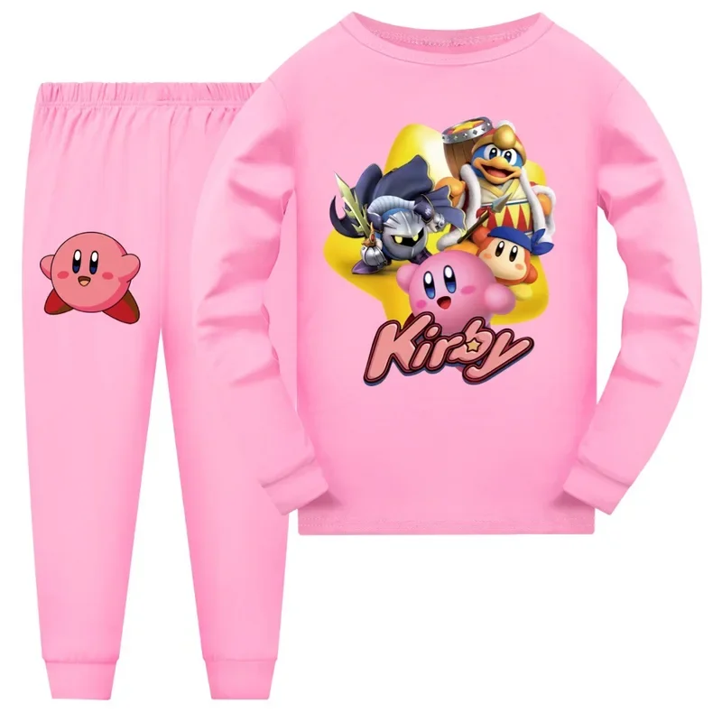 2025 New Kids Long Sleeve Pajamas Sets K-kirbys Girls Nightwear Spring Autumn Boys Sleepwear Animal Pyjamas for 3 To 12 Years AA
