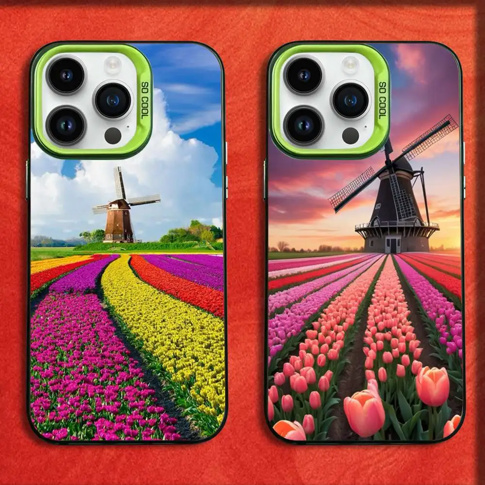 

Tulip field windmill Phone Case For iPhone 17,16,15,14,13,12,11,Pro,Max,Plus,E,SE4,Air,Mini Green IMD Box