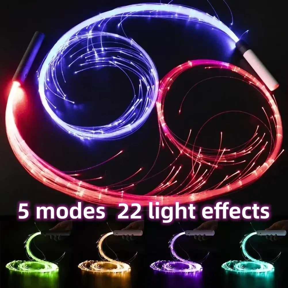 360° Swivel Glowing Whip LED Fiber Optic Whip 7 Colors RGB Pixel Light Up Flow Lace Disco Dance Festival Night Party Atmosphere