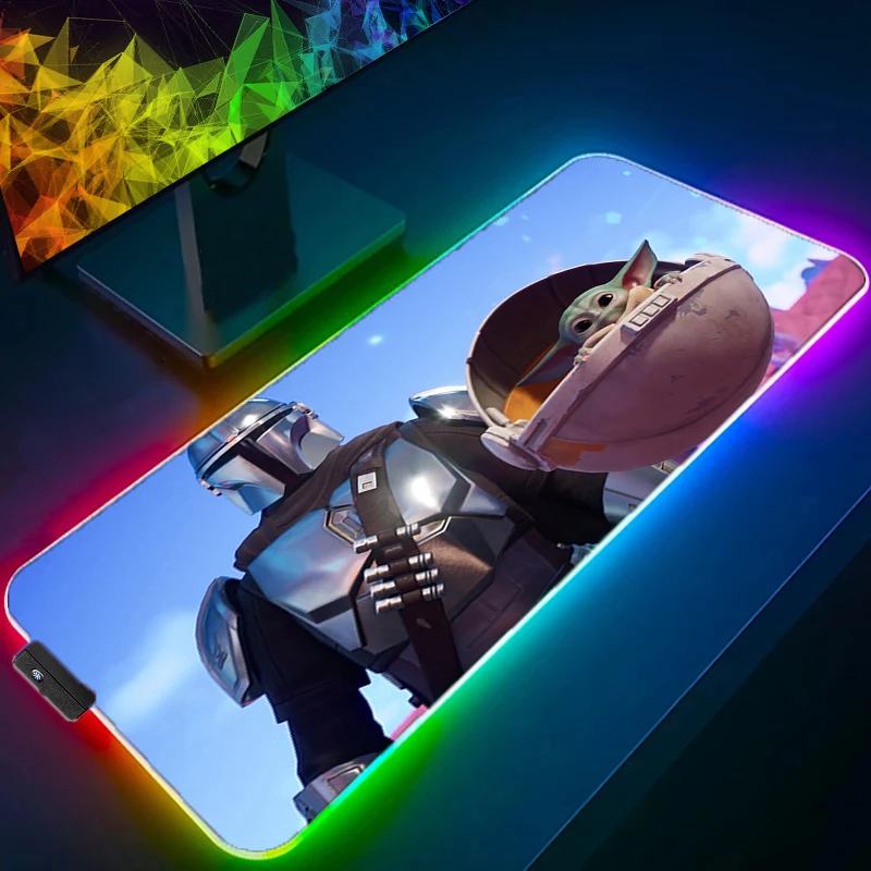 RGB LED ماوس الوسادة حصيرة مكتبية أنيمي تلعب حصيرة لوحة ماوس للألعاب سرعة S-star W-wars الكمبيوتر والمكتب ألعاب خزانة لوحة المفاتيح