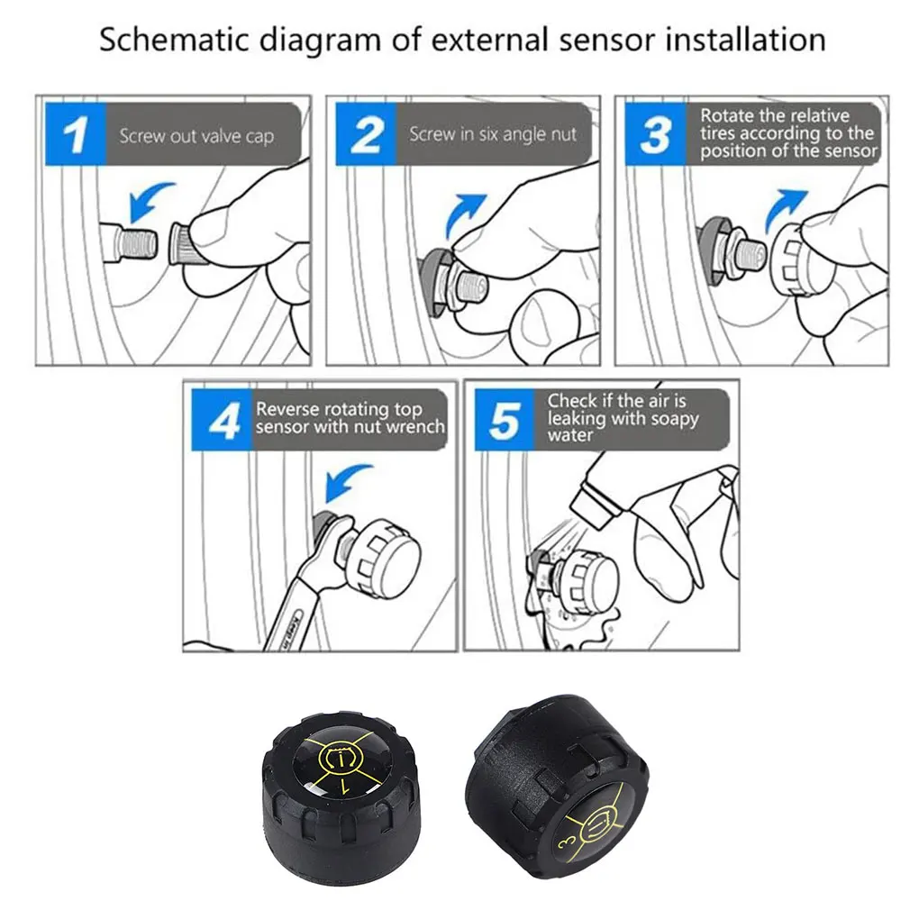 Bluetooth 5.1 Wireless APP Display Car TPMS Tire Pressure Alarm System Sensor Car TPMS Tpms Tire 4Pcs