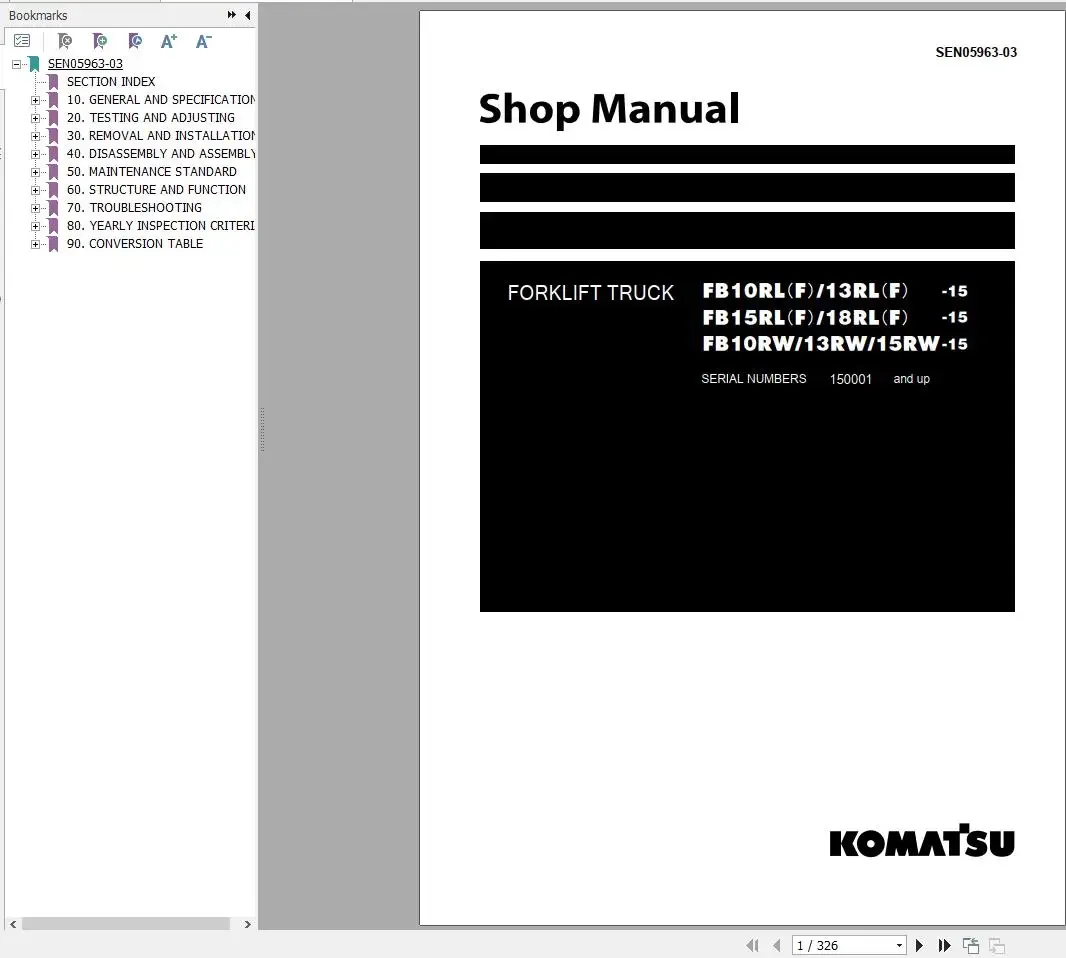 

Komatsu Forklift All Model 9.41 GB PDF 2024 Shop Manual