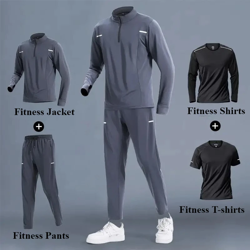 Autumn Fitness Men's Sports Suit for Running Clothes Morning Running Cycling Bicycle Loose Ice Silk Summer Quick-dry Clothes