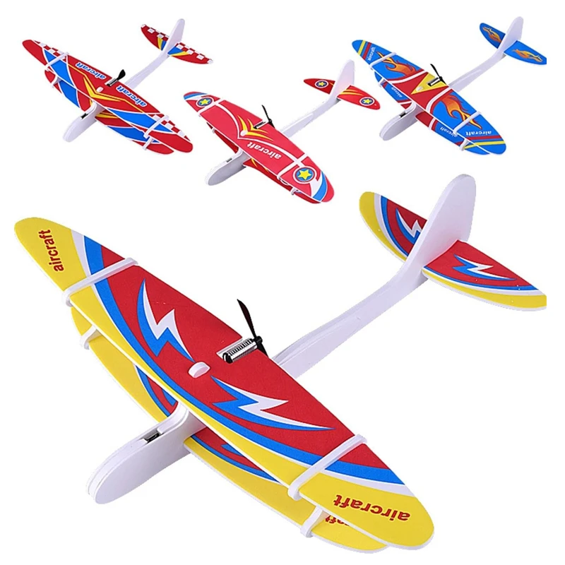 Electric Foam Plane Glider Hand Airplanes Capacitor with LED Light Outdoor Aircraft Model Kids Toys for Children Boys Gifts