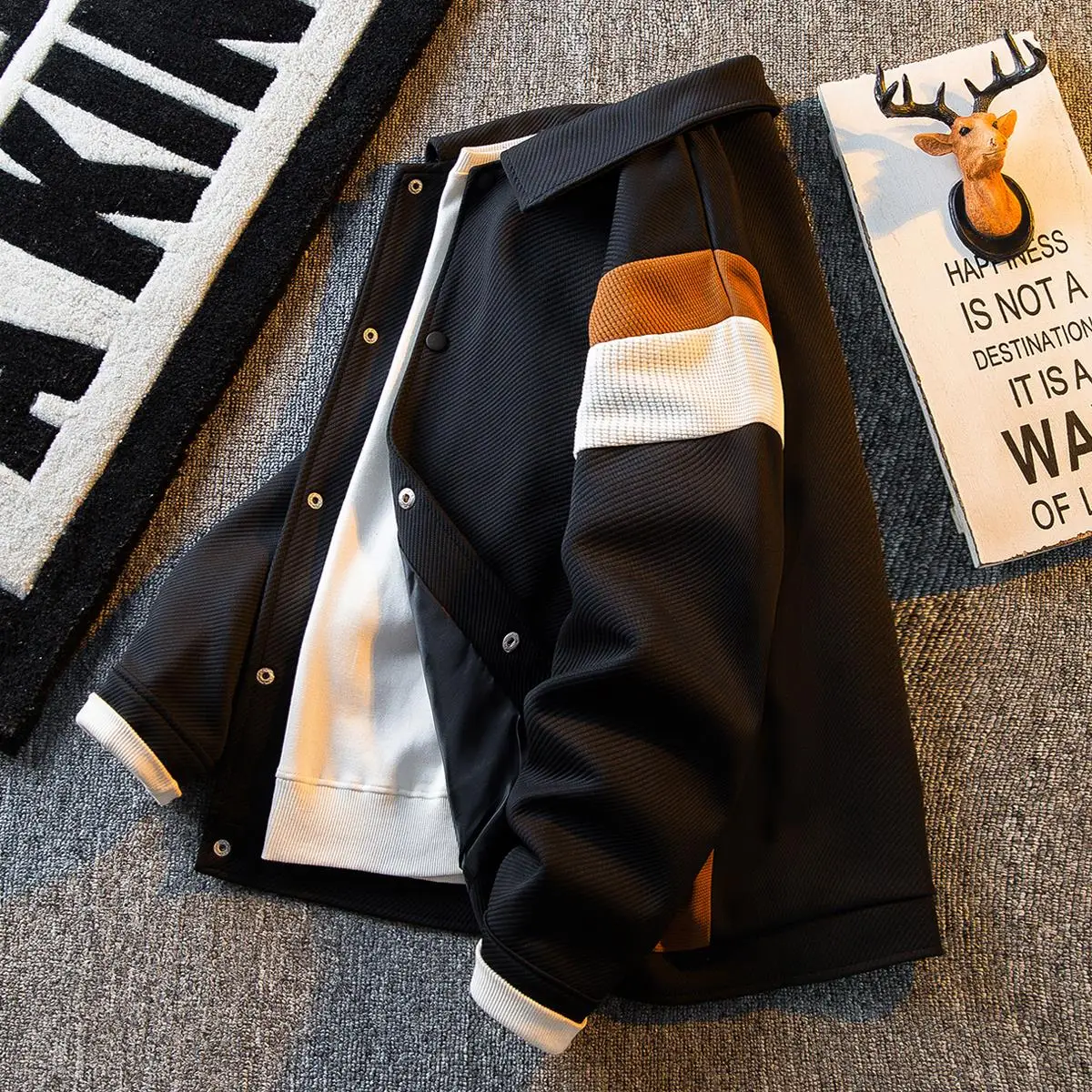 

Весенне-осеннее повседневное мужское пальто Jaet Color Blo Design, свободное молодежное пальто с длинным воротником-светом для молодых мужчин