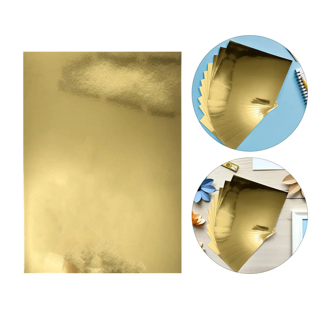 

5Packs Metallic Mirror Cardstock Gold Paper A4 Size Easy Fold for Scrapbooking DIY Cards Handmade Craft Projects
