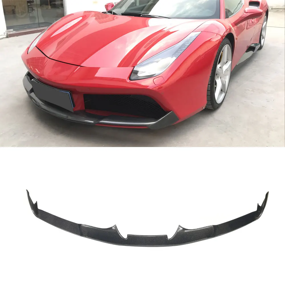 

Dry Carbon Fiber / FRP Front Bumper Lip Chin Spoiler FRP Unpainted Black Bumper Cover case for Ferrari 488 N Style 2015-2018