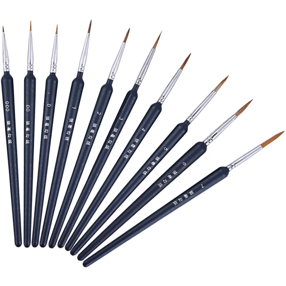 10Pcs Hochwertige Holz Detail Pinsel Ergonomische Griff Feine Kits Zeichnung Liefert Liner Pinsel Ölgemälde Werkzeuge