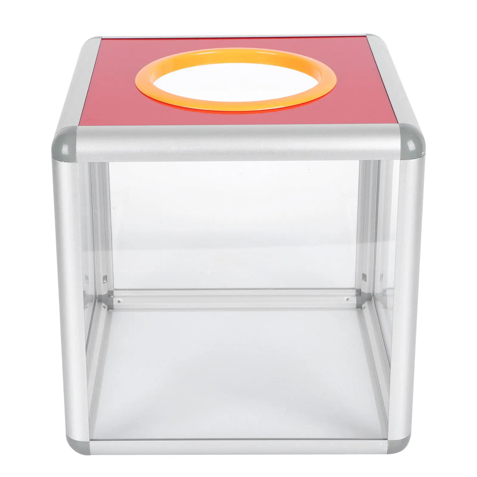 

Lottery Box Transparent 25CM Aluminum Alloy Edge Votes Collection Suggestion Letter Charity Fundraising Storage Container Boxes