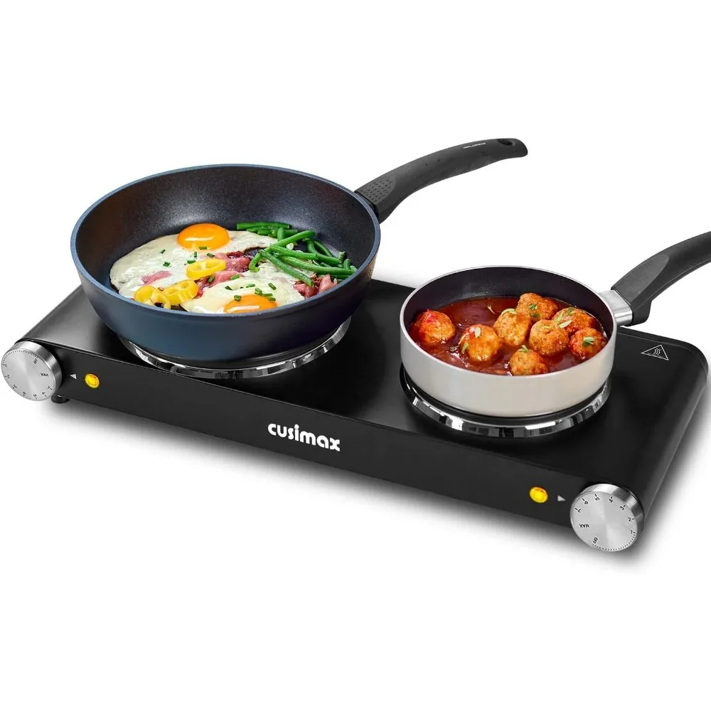 

Double Hot Plates Electric Burner, 1800W Countertop Cooktop with Adjustable Temperature Control