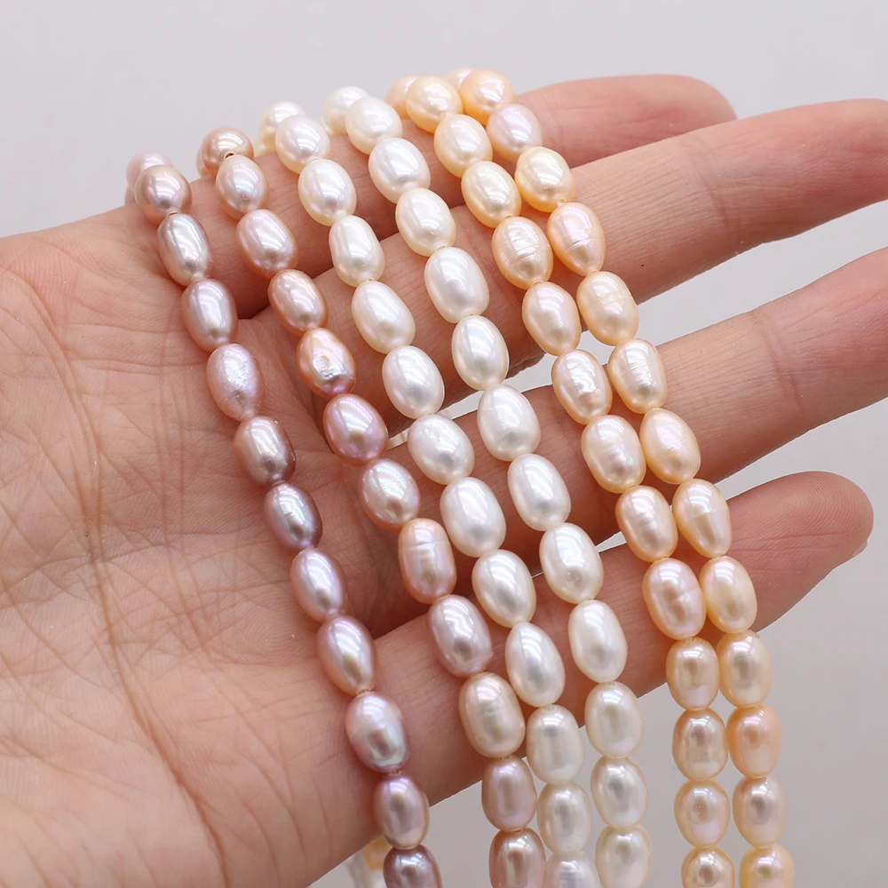 

5-6mm AAA High Quality Rice Shape White Pink Purple Beads Natural Freshwater Pearl for Jewelry Making DIY Necklace Accessories