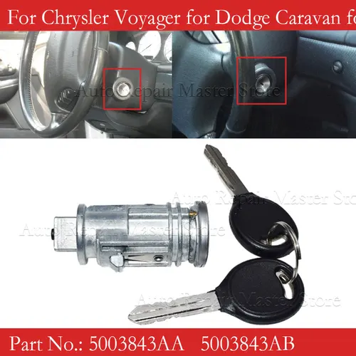 Interruptor de llave de encendido, cilindro de bloqueo con llaves para Chrysler, Voyager, Dodge, Caravan, Jeep, Cherokee, Plymouth, 5003843AB, 5003843AA
