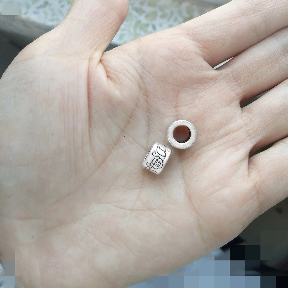 30 قطعة الخرز للحرف اليدوية الشريحة أساور يدوية فاصل معدني منحوتة زهرة 5 مللي متر ثقب الفضة مطلي خلق مستلزمات صناعة المجوهرات