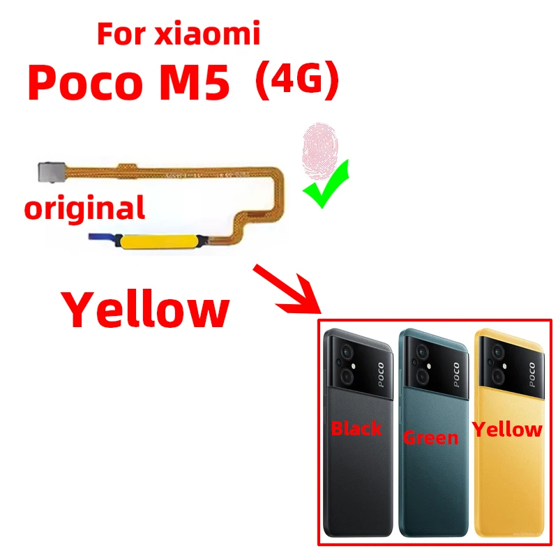 Original For Xiaomi Poco M5 Fingerprint Sensor Home Return Key Menu Power Button Flex Ribbon Cable