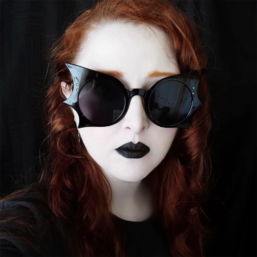 Cosplay Halloween Bat Shaped Sunglasses Novelty UV400 Protection Colorful Goth Sun Glasses Halloween Party Decor Supplies Props