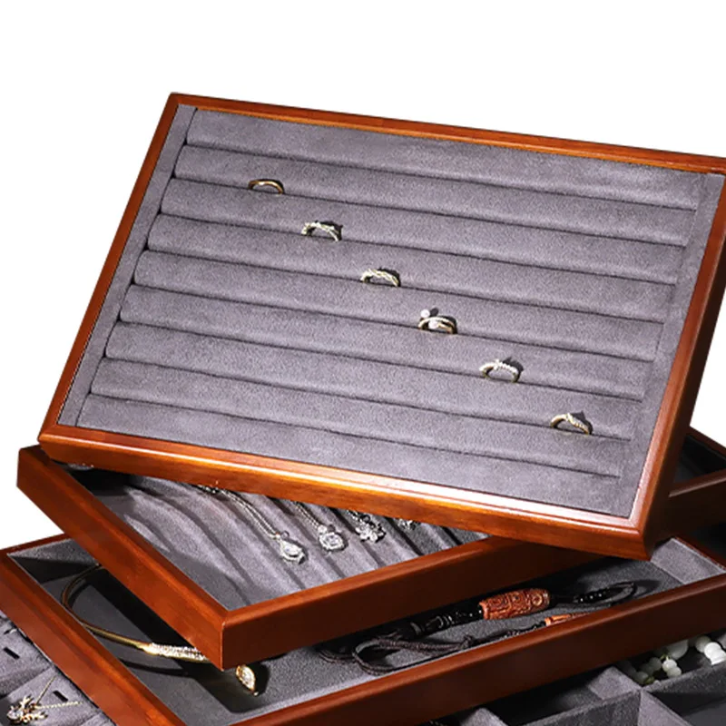 Retro Wooden Ring Tray Earrings Tray Bracelet Pendant Necklace Tray Jewelry Shop Props Display Storage Organizer Showcase