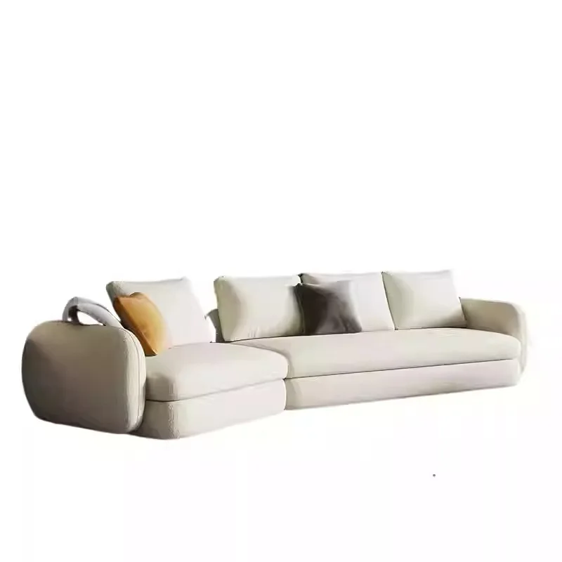 Cream wind small apartment curved sofa high-end corner, fleece sofa living room