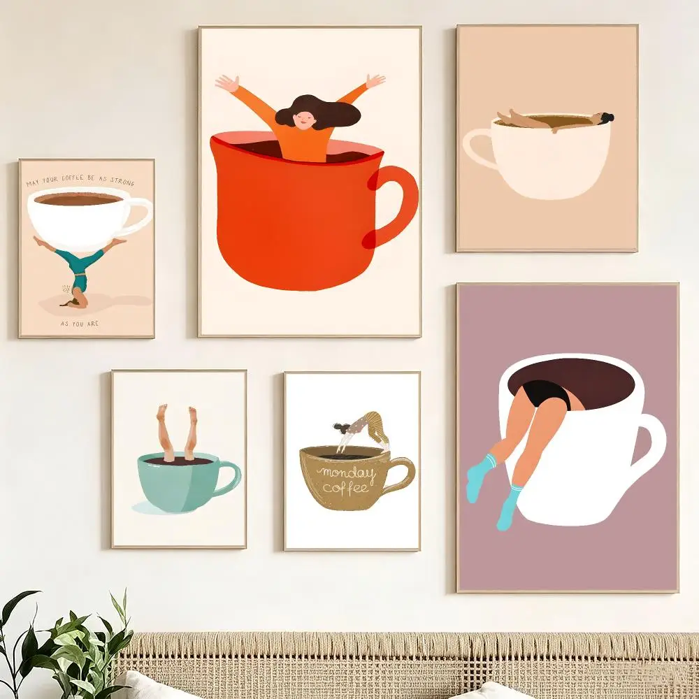 ART Funny Coffee Poster impermeable para el hogar sala de estar dormitorio bar decoracion estetica
