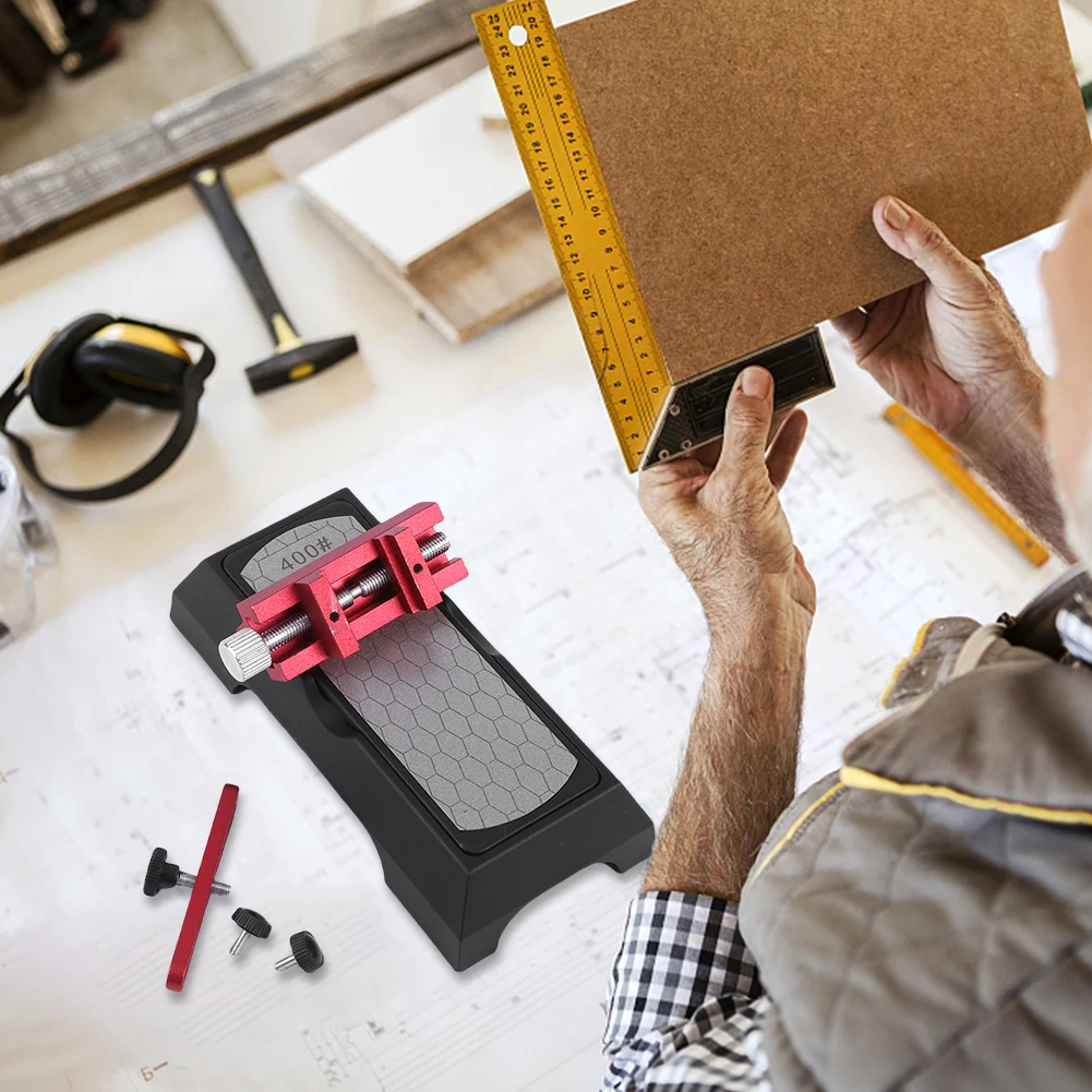 

Honing Guide System Double-Side Edge Sharpening Tool 400/1000 Grit Knife Sharpener Bracket Kit for Knives Chisels Short Planes