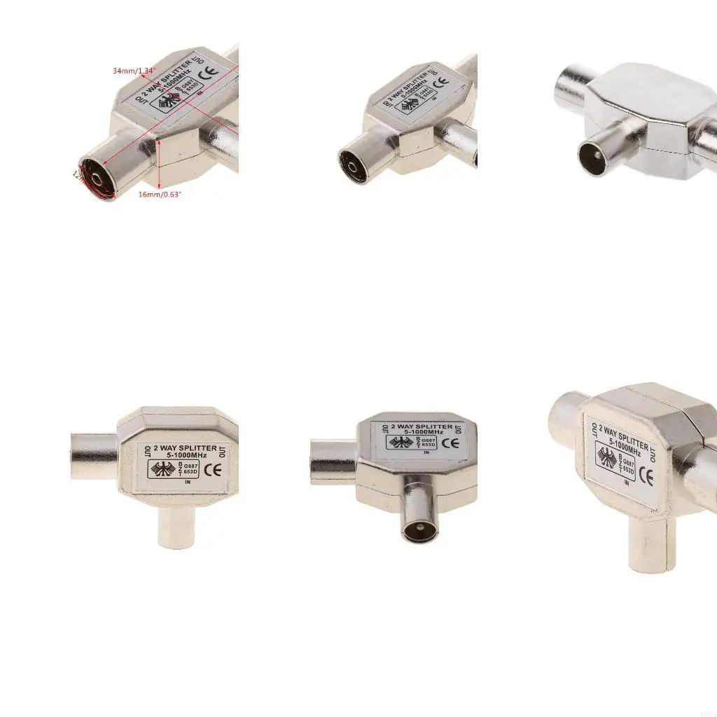 193A 2 Way for T Splitter1x Male to 2 x Female Metal COAX Coaxial Aerial Adapter