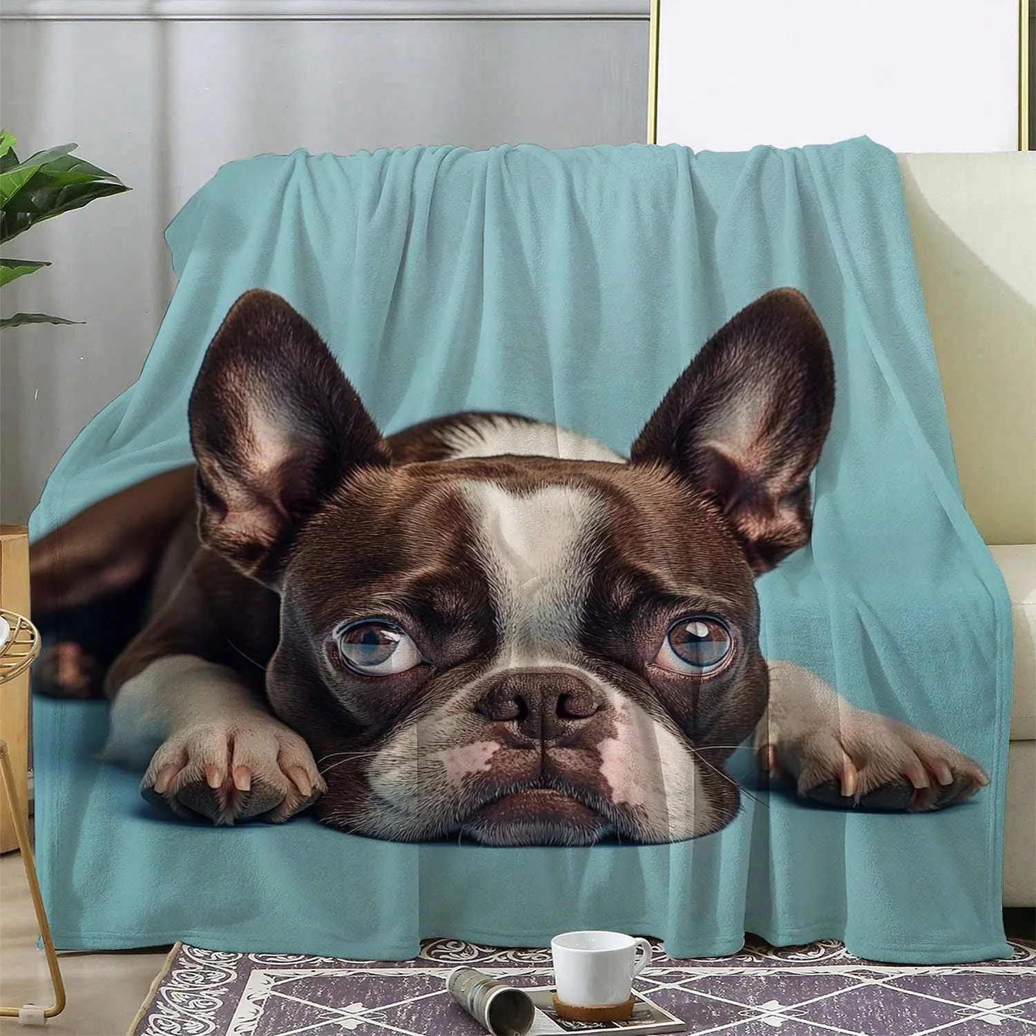 Flannel Blanket Cute Puppy Personalized Suitable for Children Blanket Digital Printing Blanket Source Manufacturer Wholesale