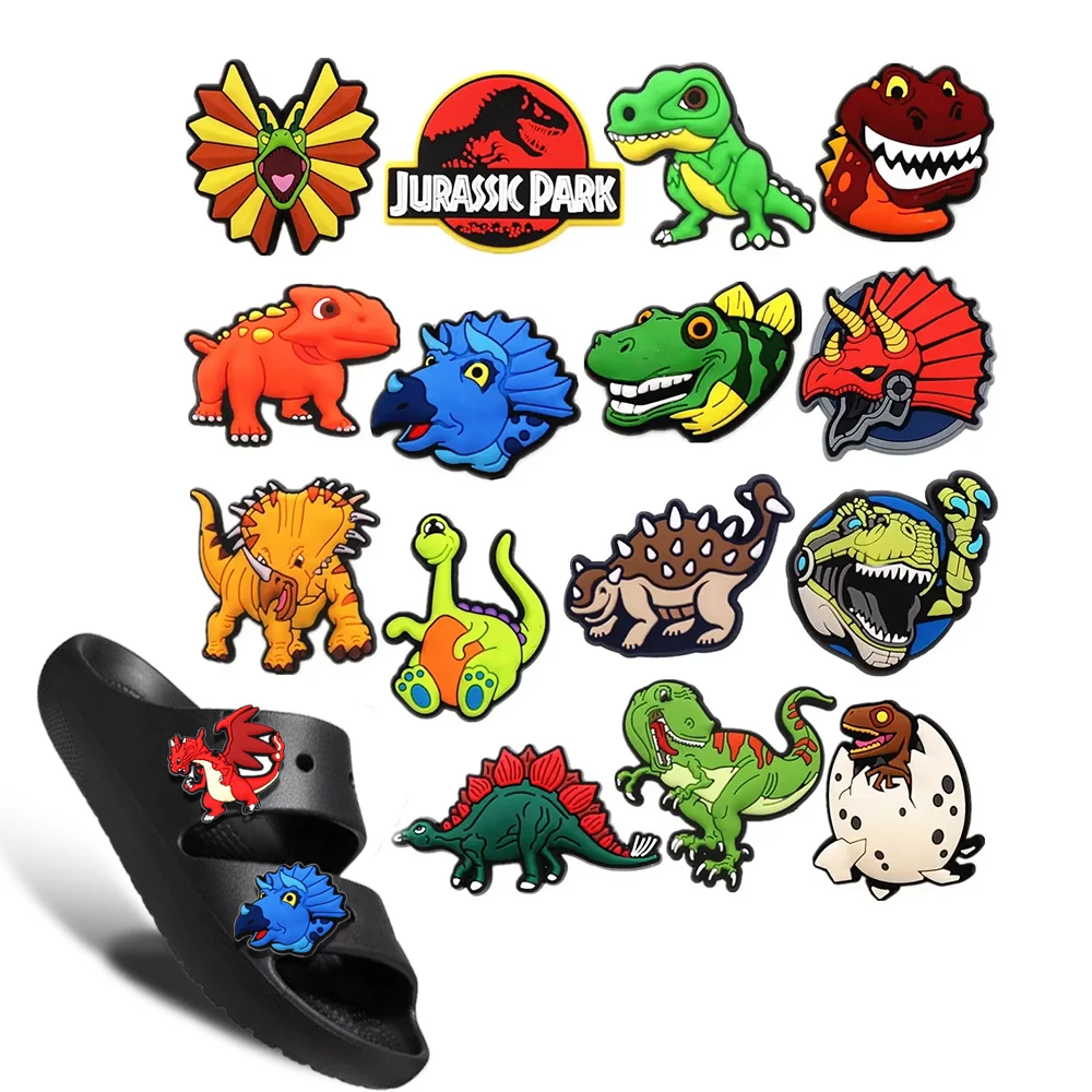 Jurassic World Shoes Charms 16-224Pcs PVC Shoe Bag DIY Charm Accessories Used for Various Cave Derivatives Boy Girl Party Gift ﻿