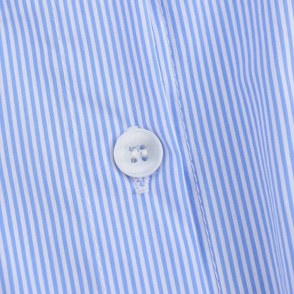 Sukienki 2025 Women Summer Fashion Long Sleeve Mid Dress Casual Loose Elegant Lace Up Stripe Design Office Women Shirt Dresses ﻿