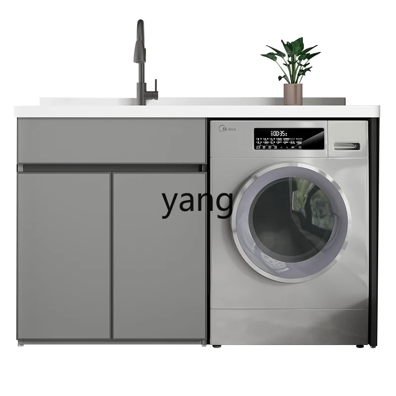 

ZL space aluminum balcony washing machine cabinet combination with rubbing board integrated washing machine cabinet