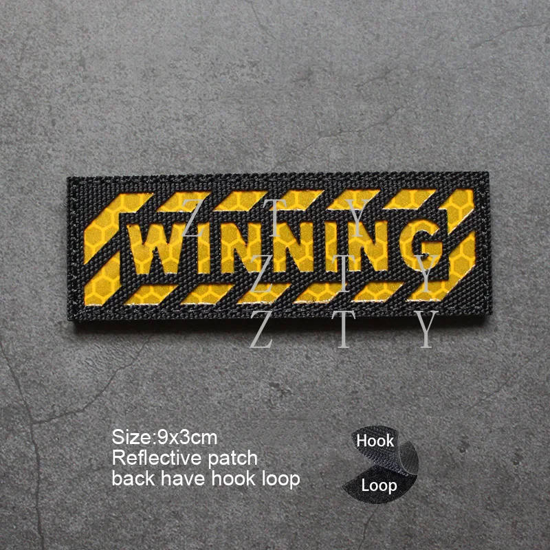 Laser Engraving Reflective Long Chest Strip Morale Badge WARNING Warning Letter Badge Bag Paste Backpack Patches for Clothing