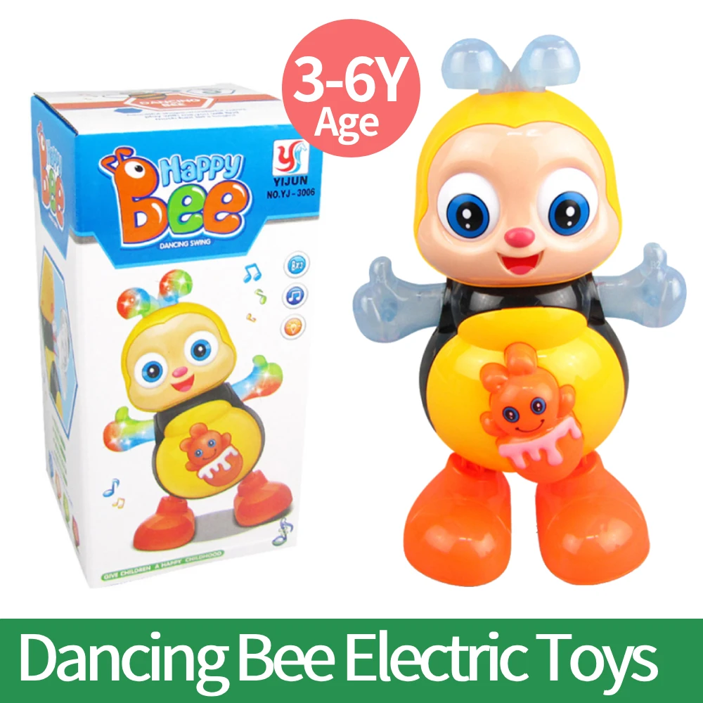 

1/2Pcs Dancing Bee Electric Toys with Musical and Lights Electronic Cartoon Bee Preschool Learning Toys Dancing Bee Singing Toy