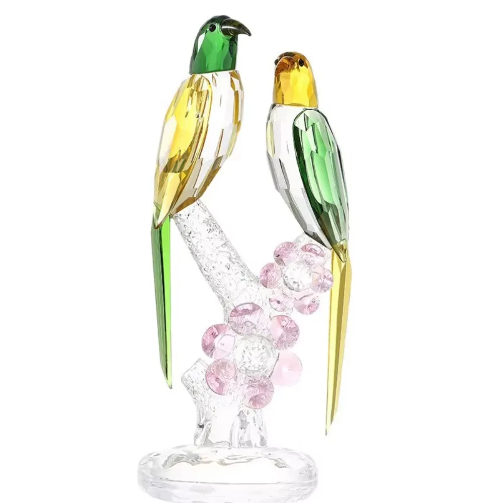 Creative blown handmade crystal bird ornaments for home decoration, geometric glass crafts