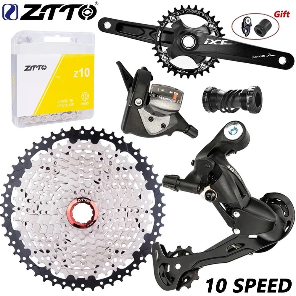 

ZTTO MTB 10 Speed Shifter Groupset 1X10 Shifter Lever Rear Derailleur 10V HG Cassette 10S Chain Current K7 MTB Sprocket CrankSet