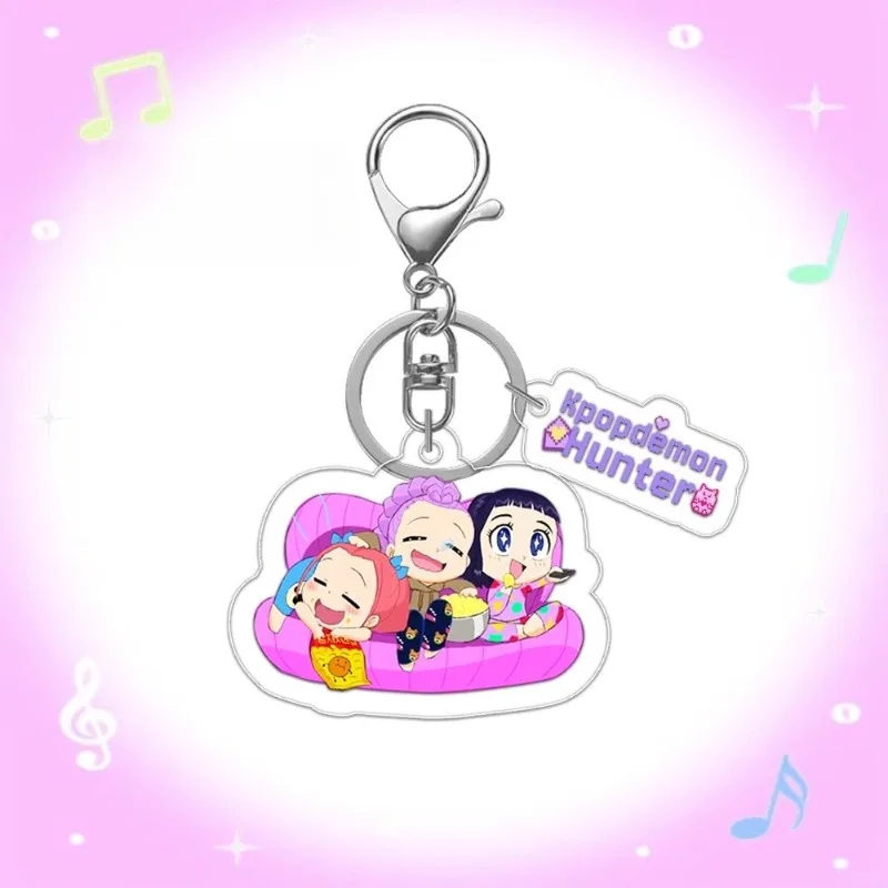 Llaveros de Anime Kpop Demon Hunter Huntrix Rumi Mira Zoey Saja para niños, bonito llavero acrílico, mochilas escolares de moda, colgante, regalo para seguidores