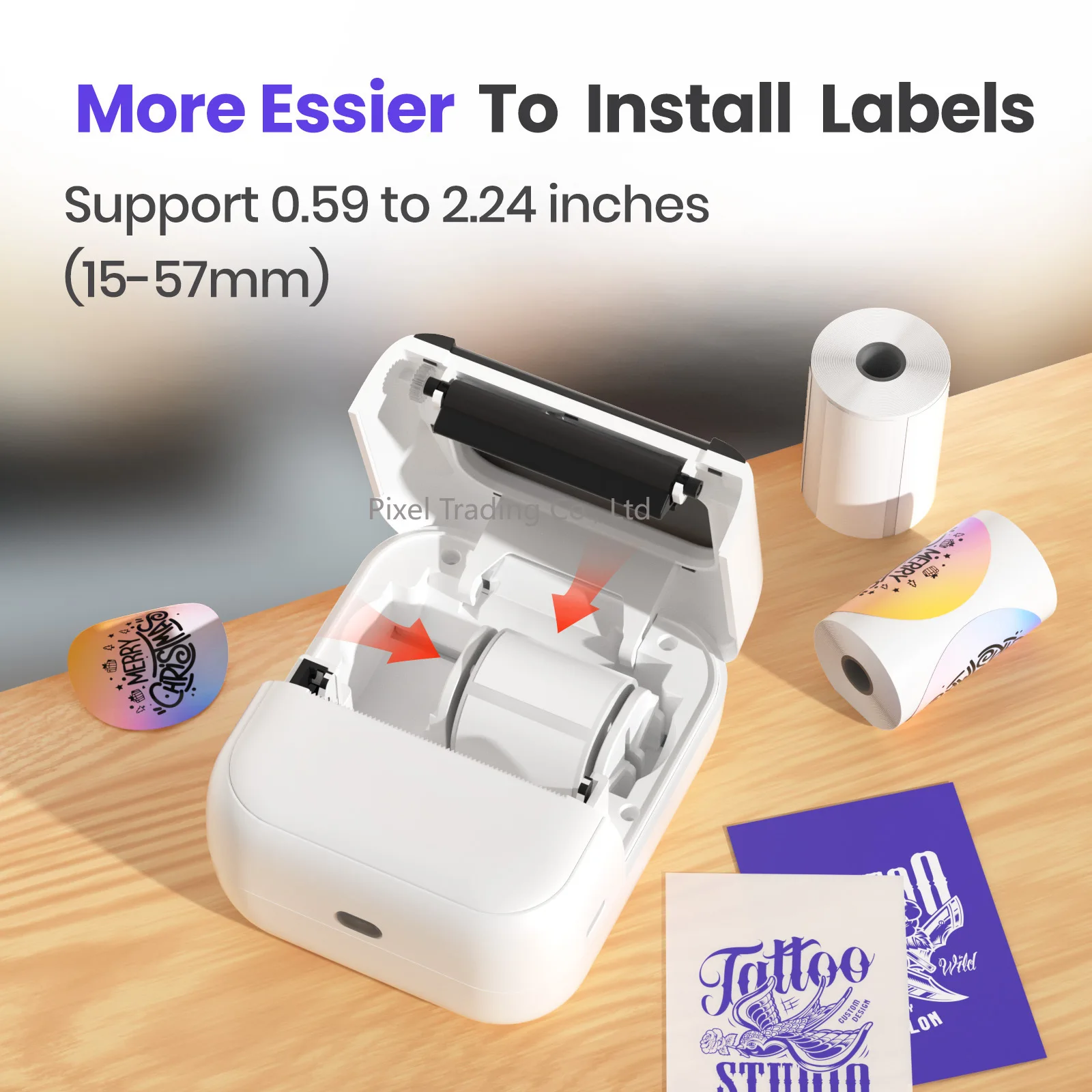 Multifunctional Pocket Label Printer, Mini Tattoo Printing, Can Print Opposite-sex Labels, Size 15-57mm Wide