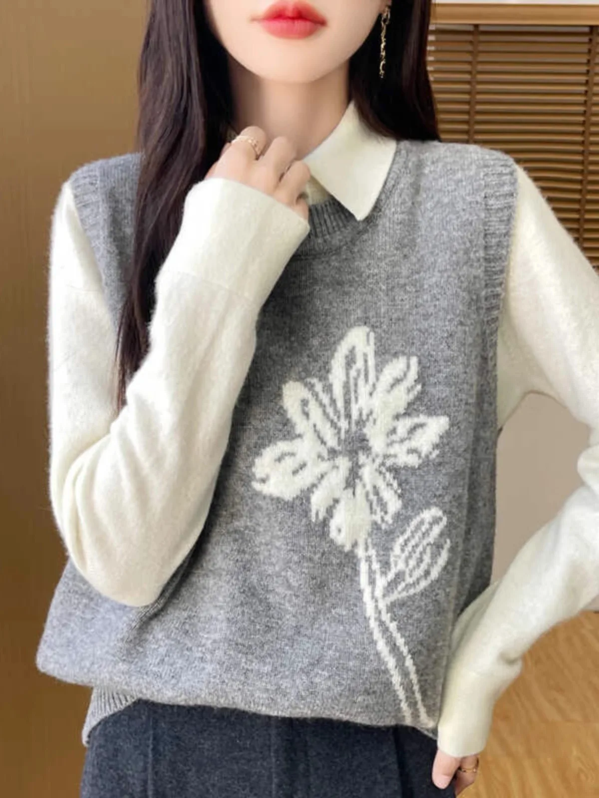 Jersey nuevo chaleco Casual cuello redondo cálido sólido bordado tejido sin mangas jerseys Otoño Invierno moda coreana suéter chaleco