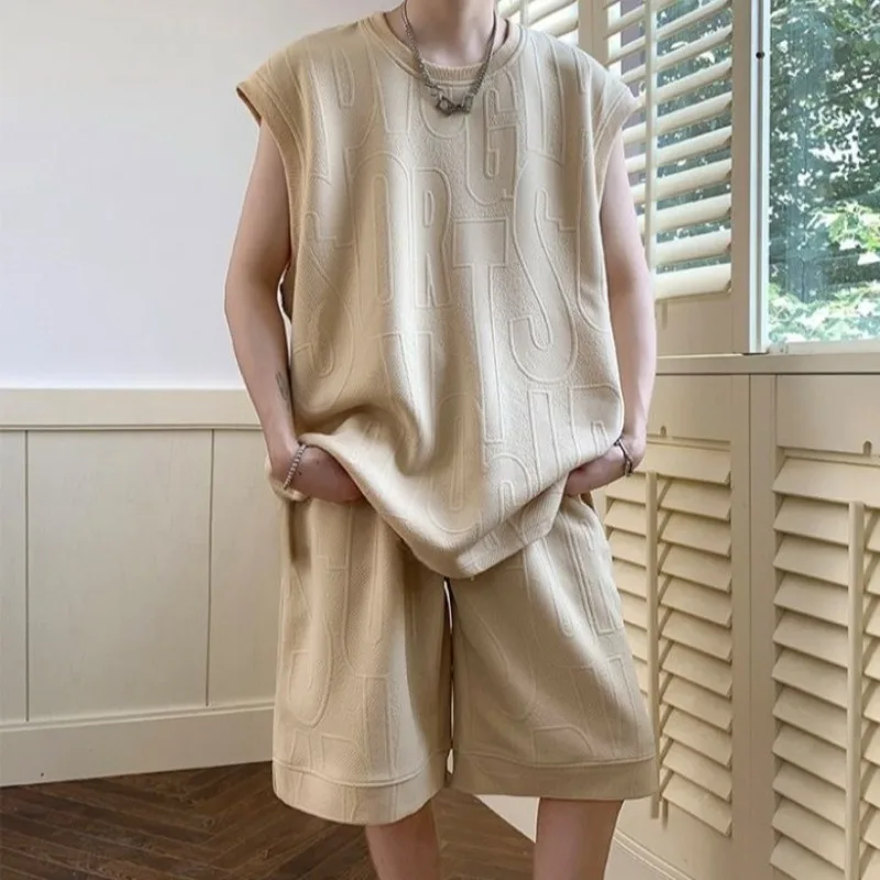 

Men's Summer Thin Lightweight Sleeveless Vest Shorts Set Casual Streetwear Loose Fit Two Piece Outfit