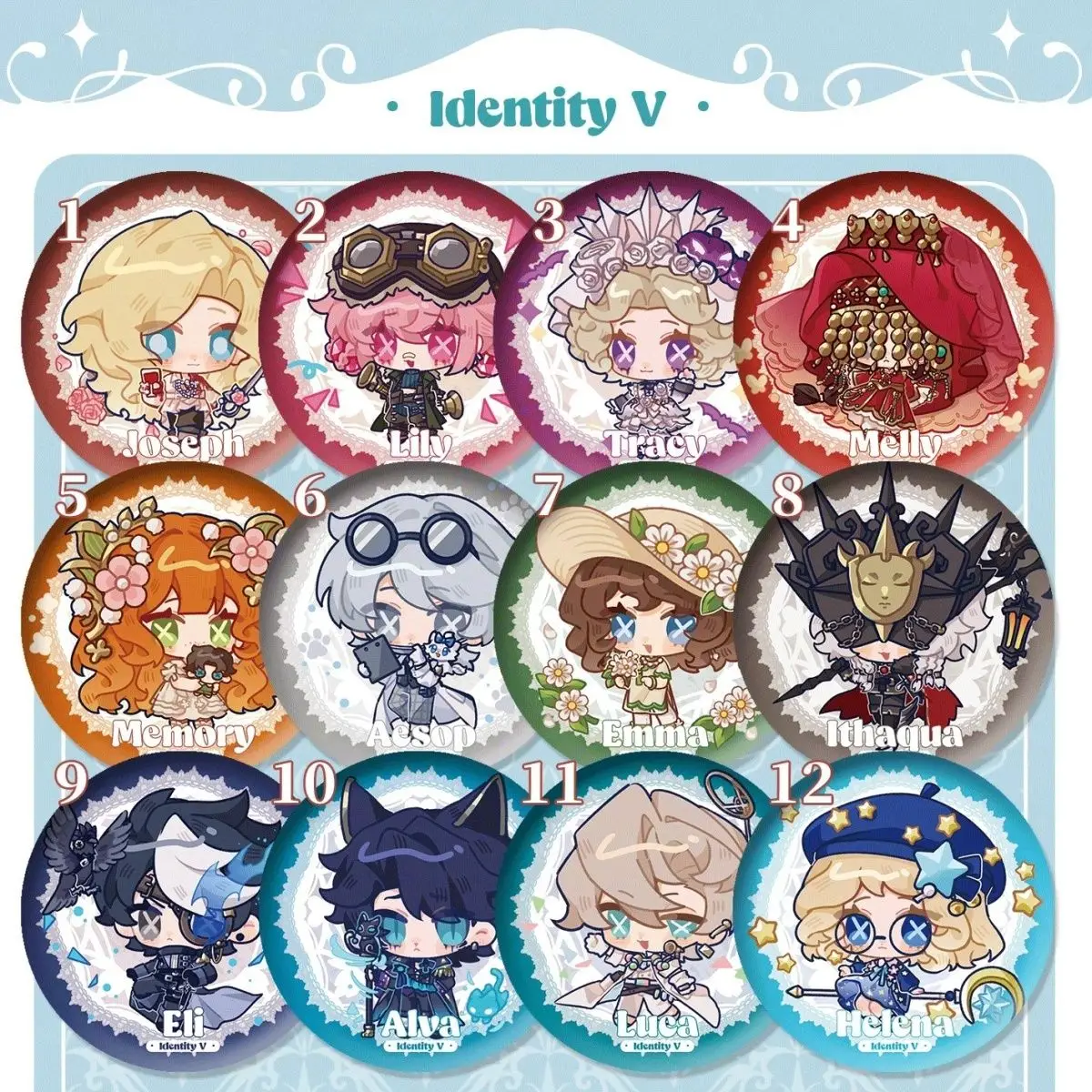 Anime Identity V Cheerleader Luca Balsa Tracy Reznik Cosplay Acrylic Stand Badge Brooch Key Chain Pendant Jewelry Gifts