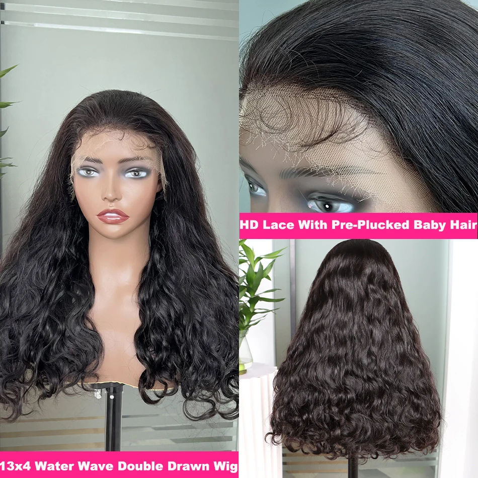 Yiwigs 200 Density Water Wave Super Double Drawn Vietnamese HD Transparent Lace Human Hair Wigs Curly 13x4 Lace Frontal Wig