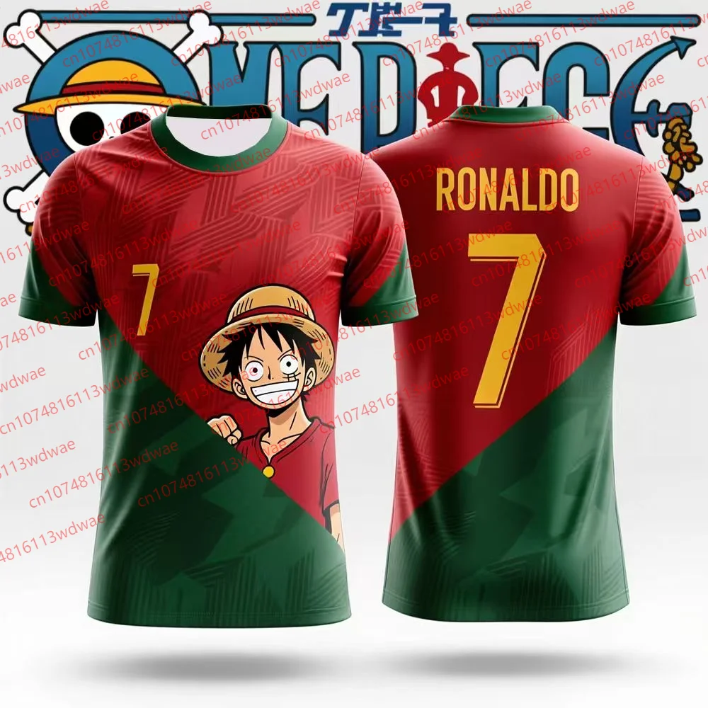 

One Piece Football Jersey Luffy Football Shirt Ronaldo 7 Jersey Portugal Football Shirt Adult Kid Soocer Quick Drying T-shirt