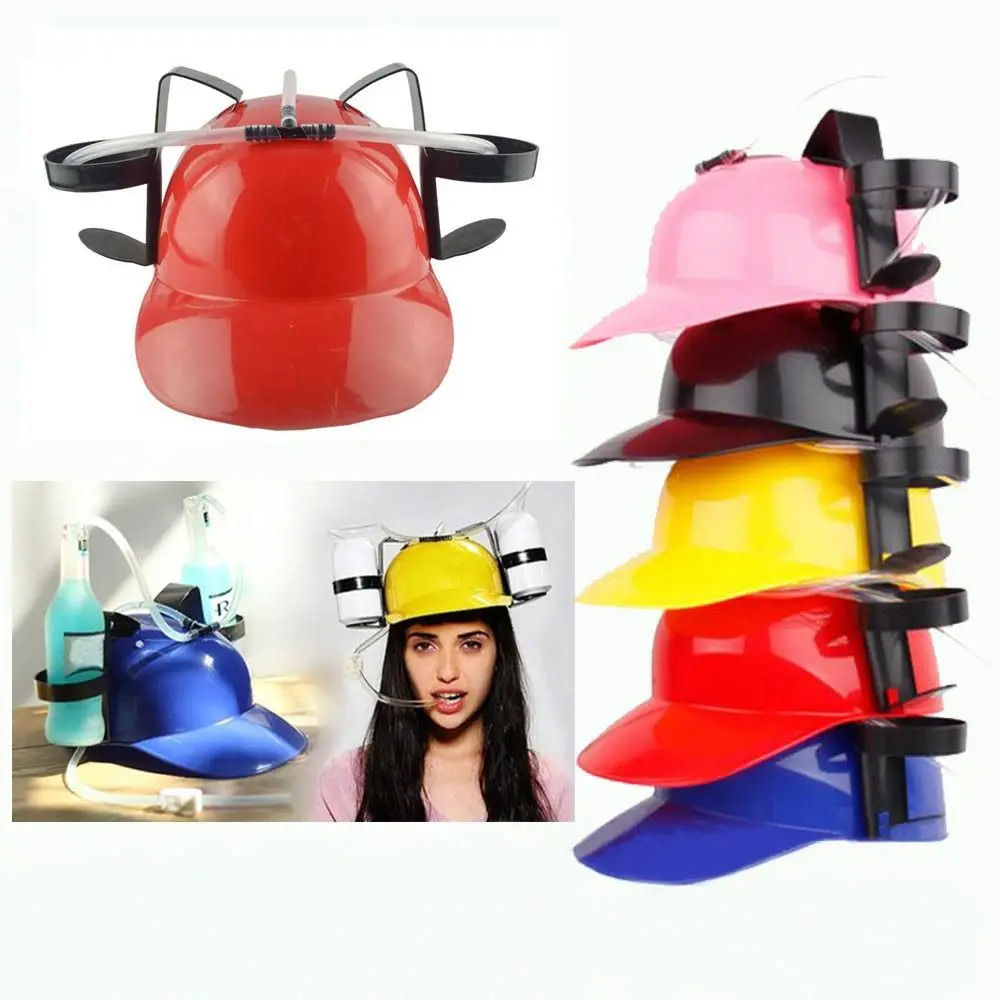 Trendiger Getränkehelm aus Kunststoff, Kopfbedeckung, Huttyp mit Strohhut, Outdoor-Bierhut, Trinkhelm