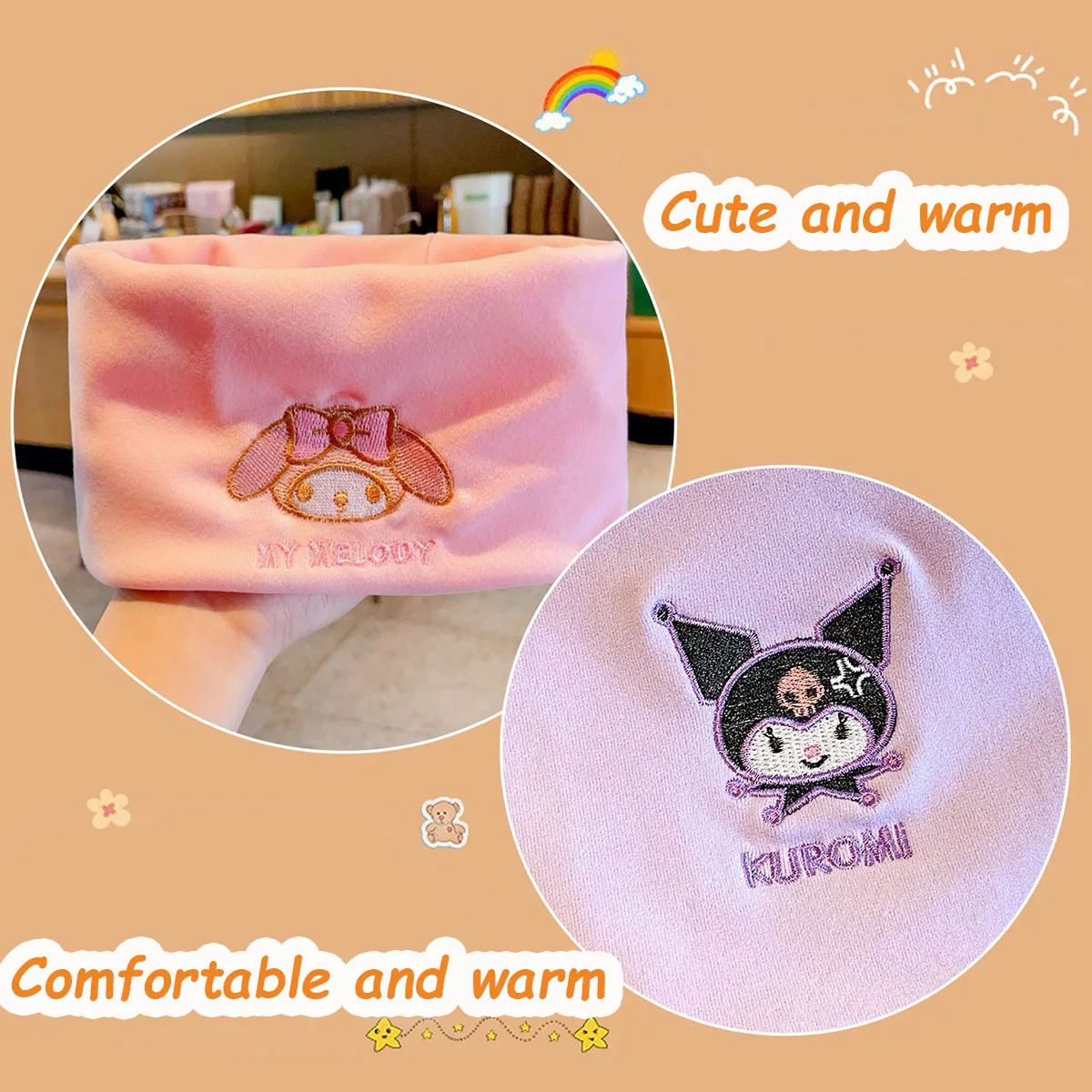 سانريو وشاح أنيمي الكرتون كورومي سينامورول بلدي كيلودي وشاح دافئ الأطفال الدافئة يندبروف لينة مريحة وشاح هدية #4