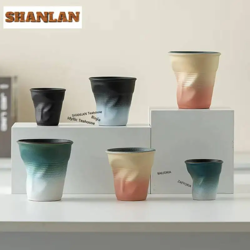 Hand Pleated Gradual Change Teacup Retro Tea Bowl Set Of Cups Tea-tasting Smelling Cup Jianzhan Master Cups Household Teaware